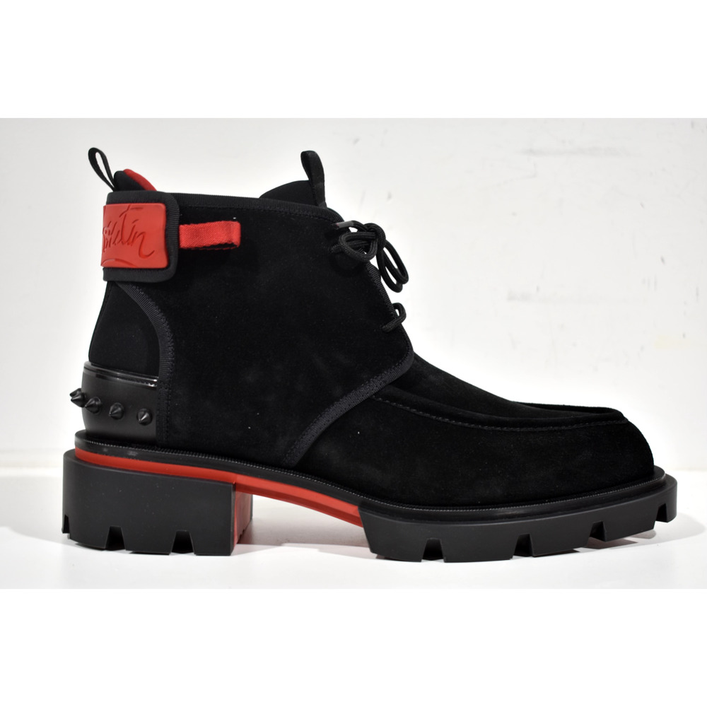 Christian Louboutin Mens Our Georges 2 Flat Black Suede Combat Lace Up Boot 42 9 - Picture 2 of 11